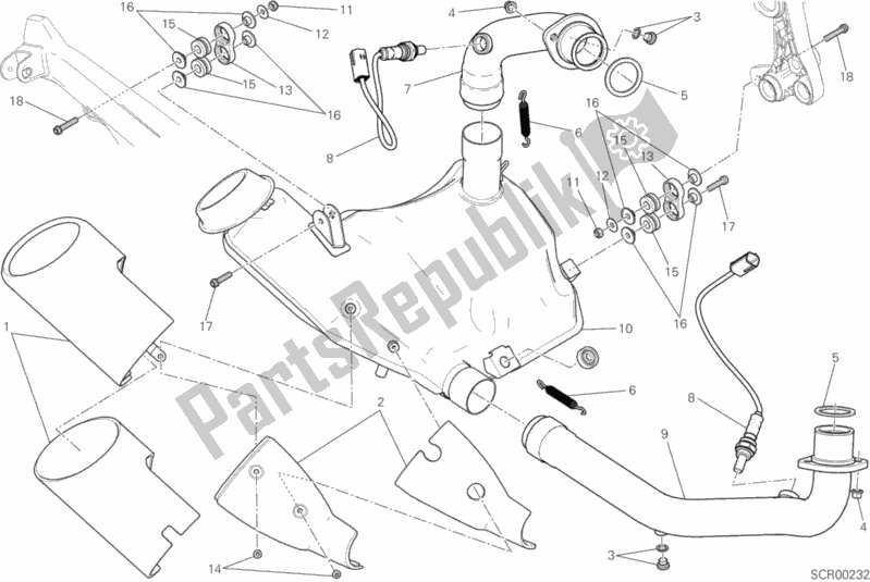 Tutte le parti per il Impianto Di Scarico del Ducati Scrambler Sixty2 Thailand 400 2016